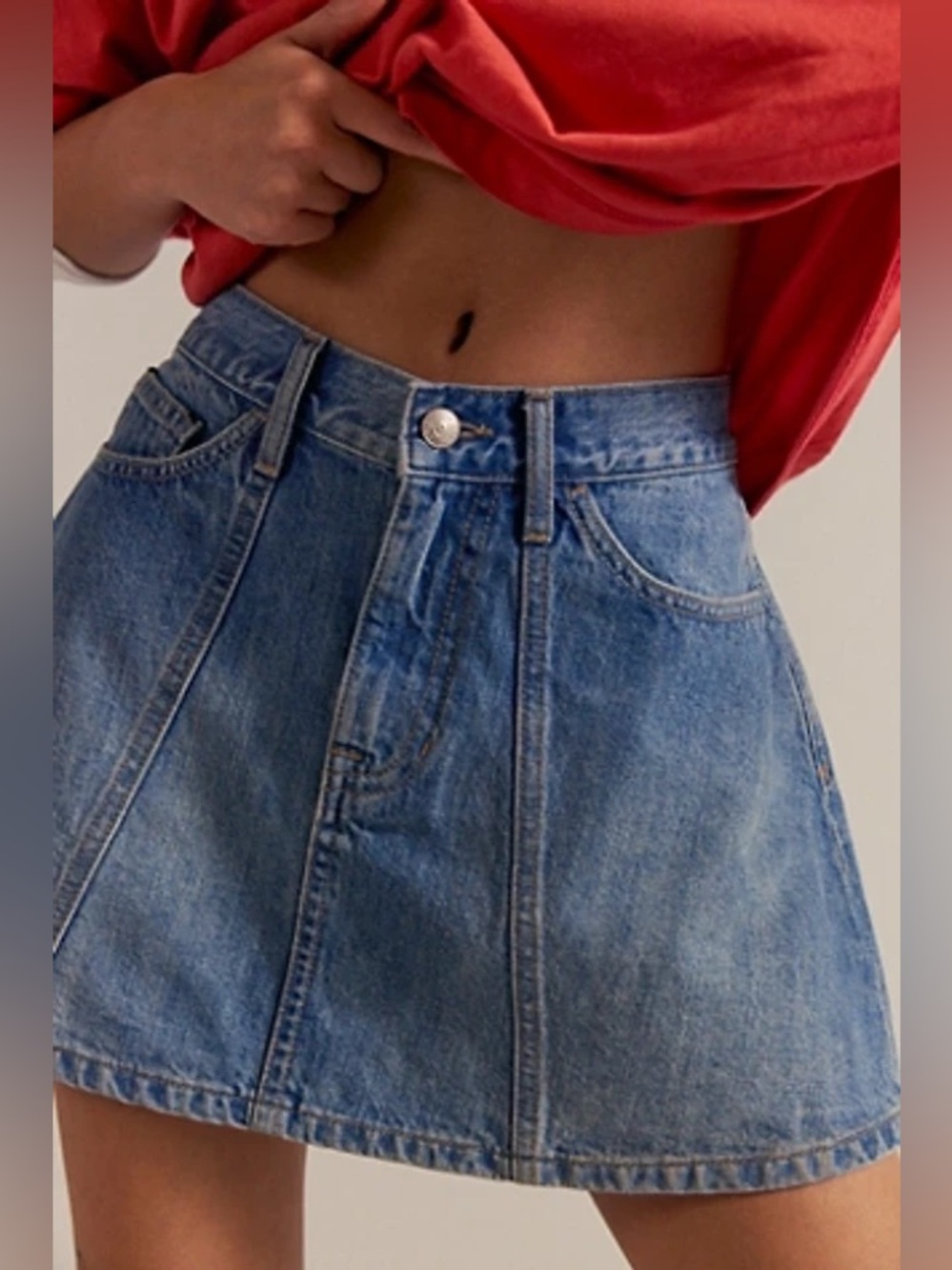 Free People We The Free Denim A-Line Mini Skirt - Blue
